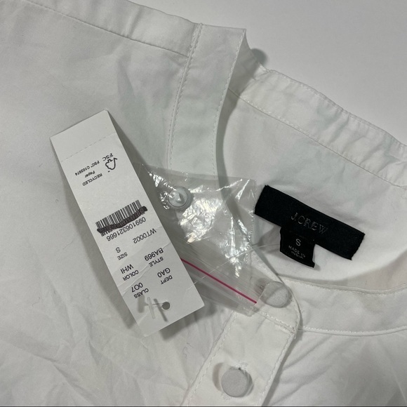 New J Crew Puff Sleeve Cotton Poplin Top Blouse White Small - Picture 5 of 8